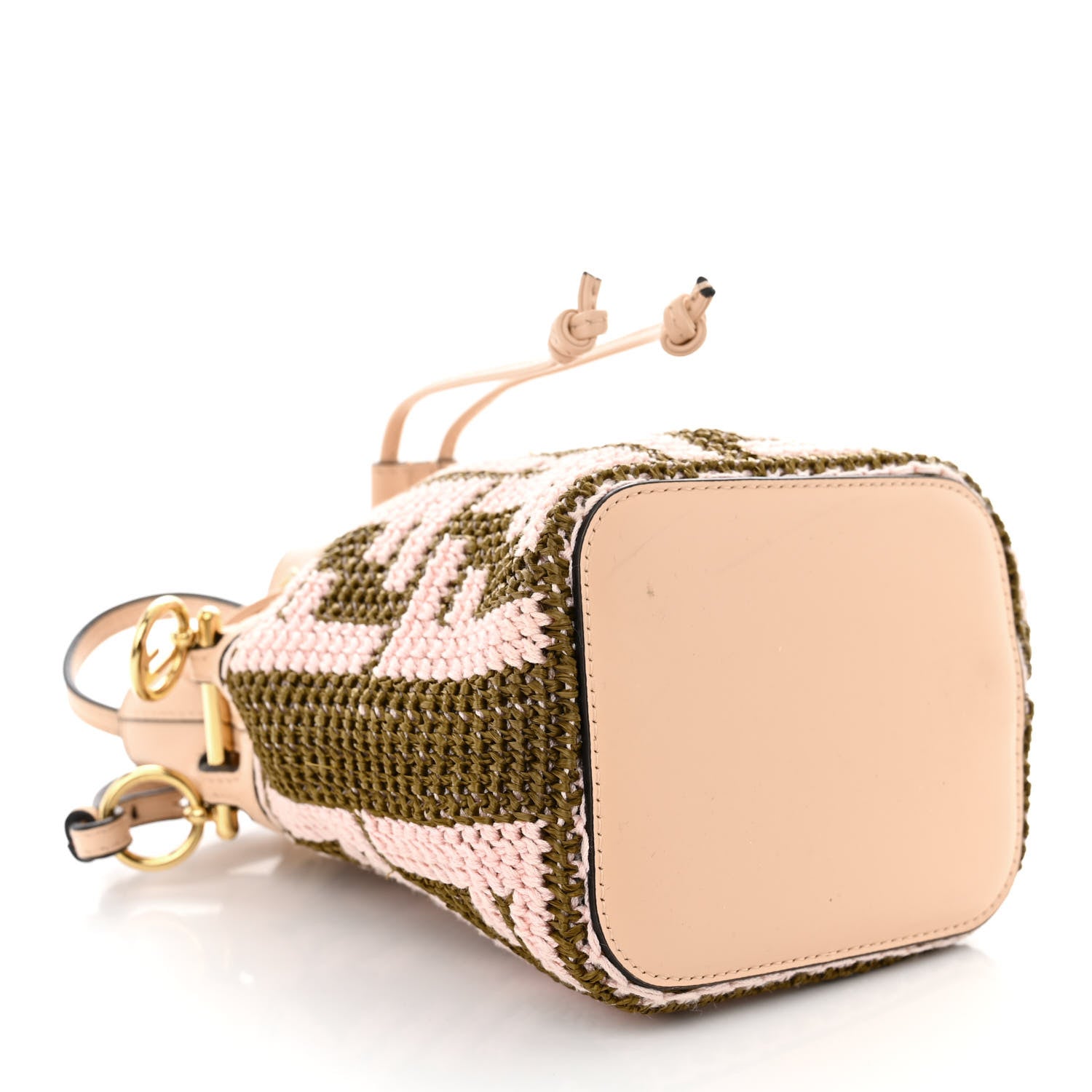 Fendi Raffia Vitello King F is Fendi FF Crochet Mini Mon Tresor Bucket Bag Natural Light Rose 4 of 13
