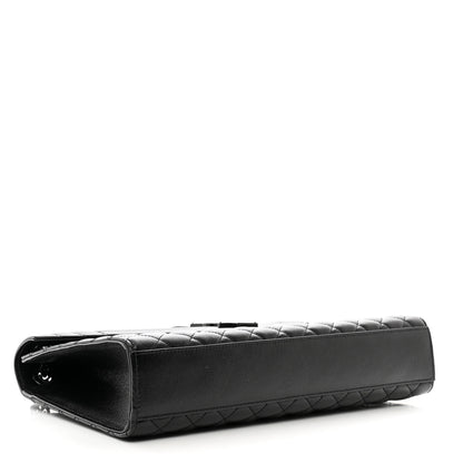 Saint Laurent Grain De Poudre Textured Mixed Matelasse Large Triquilt Monogram Monochrome Satchel Black 4 of 11