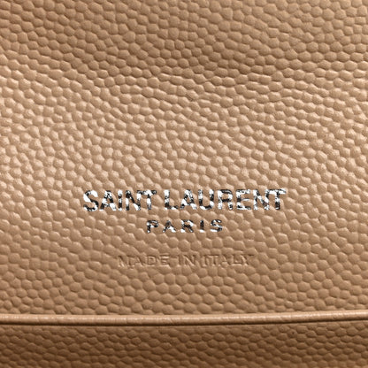 Saint Laurent Grain De Poudre Matelasse Chevron Small Monogram Envelope Wallet Dark Beige 6 of 8