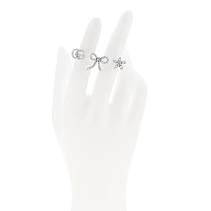 Gucci 18K White Gold Diamond Flora Bow Flower Ring 50 5.5 2 of 6
