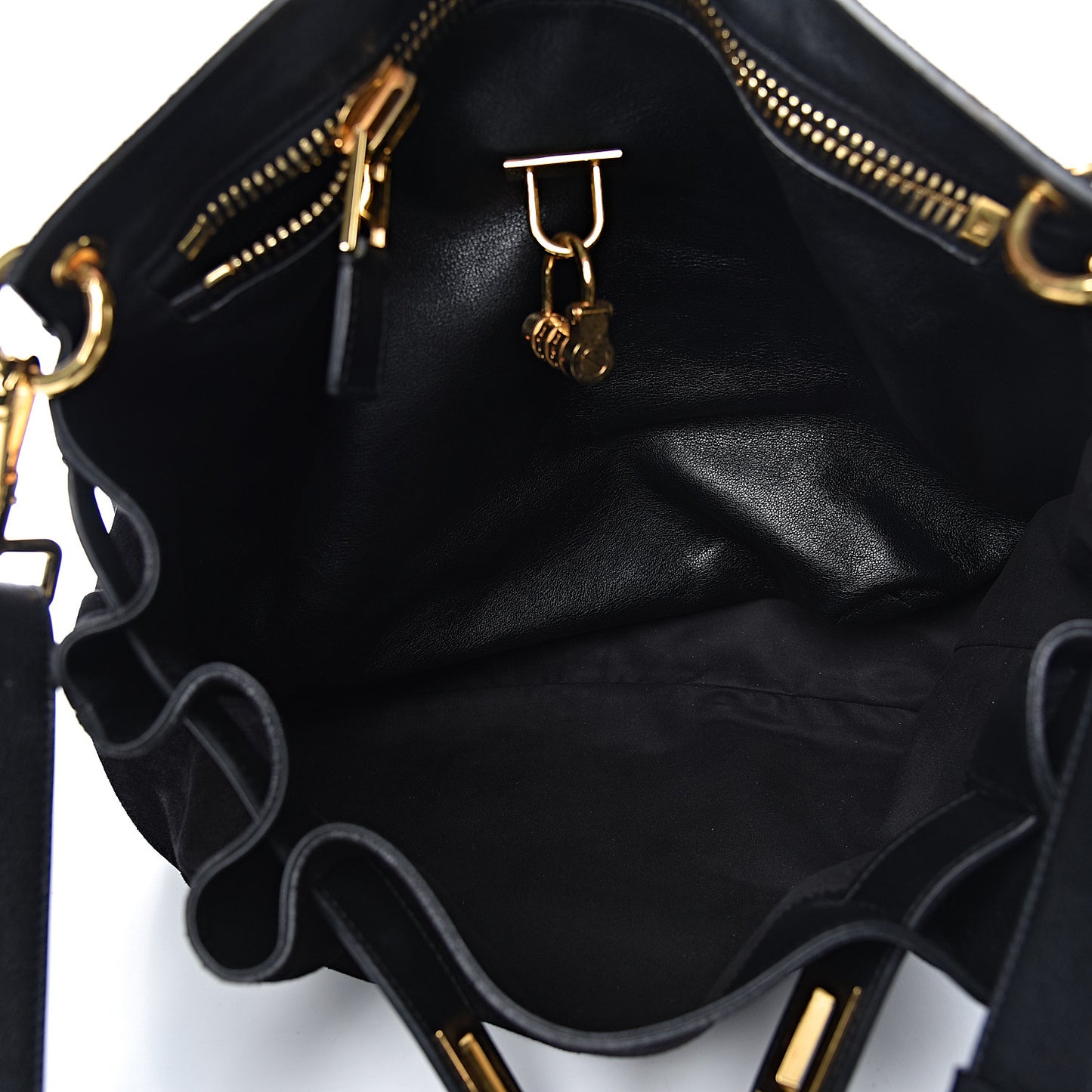 Suede Lock-Front Sling Bag Black