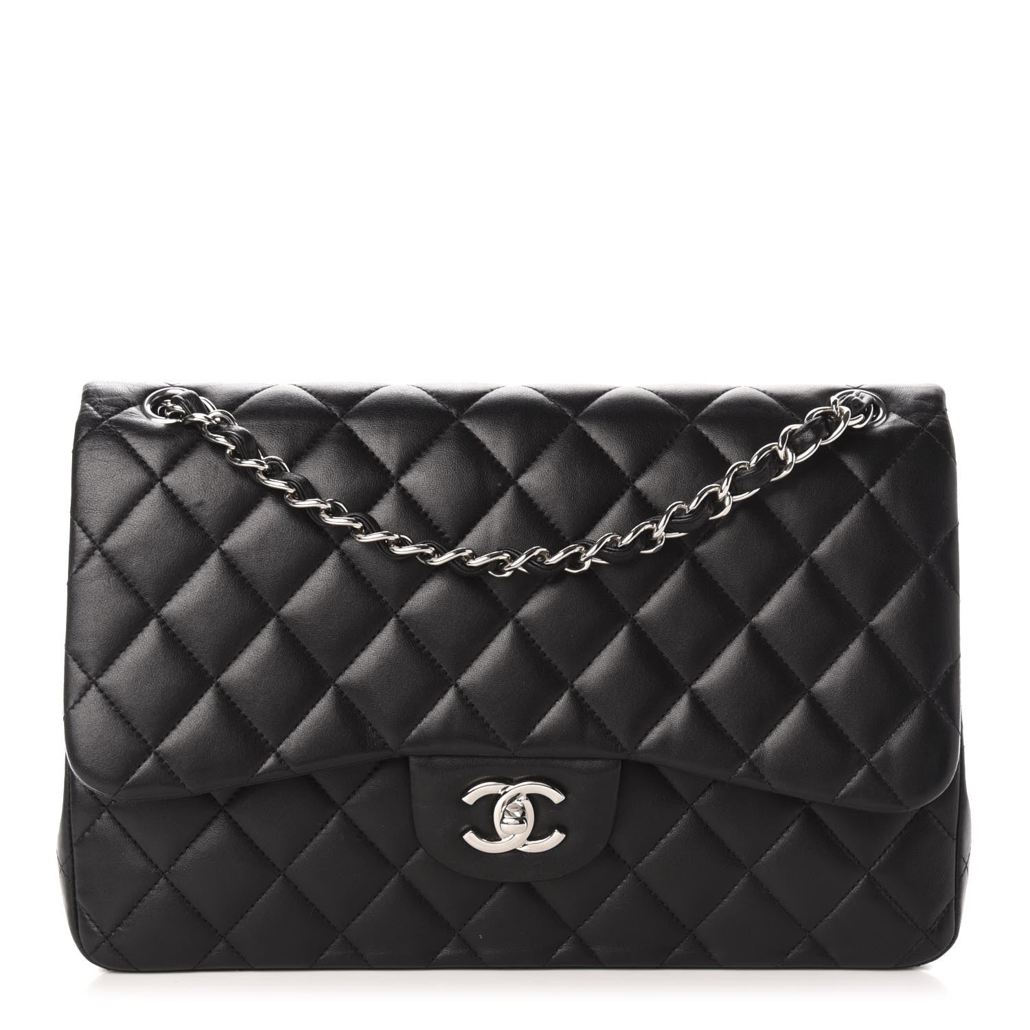 Chanel Lambskin Quilted Jumbo Double Flap Black 1 of 16