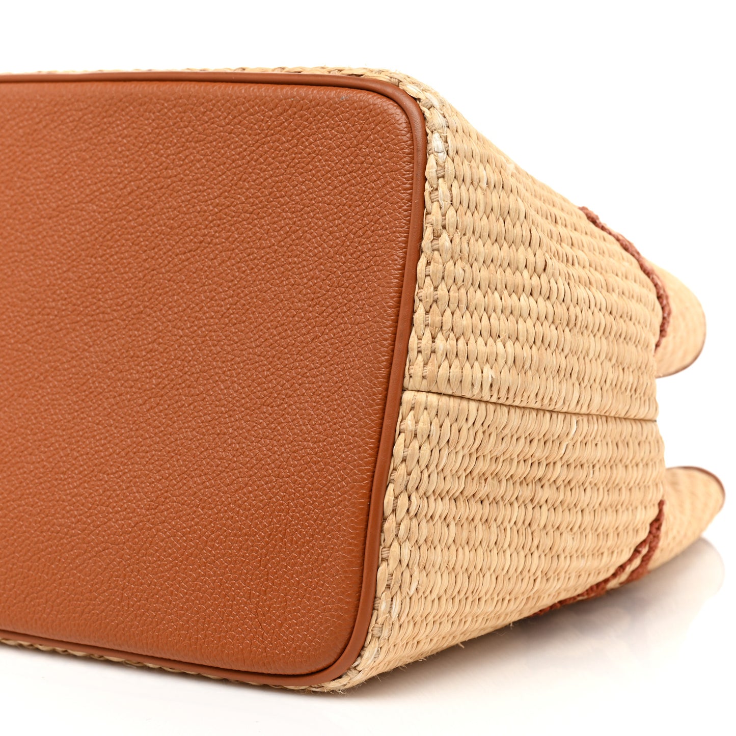 Raffia Calfskin Monogram Neonoe MM Tan