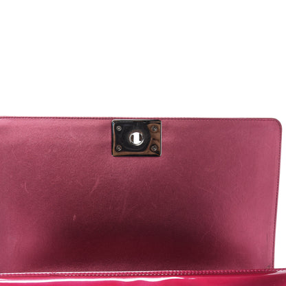 Chanel Metallic Patent Quilted New Medium Boy Flap Fuchsia 9 of 12