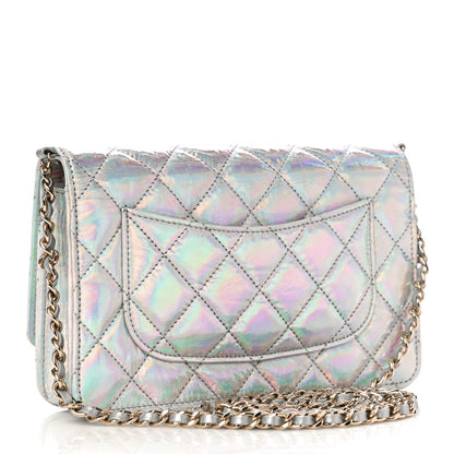 Chanel Iridescent Goatskin Quilted Wallet On Chain WOC Silver 3 of 11
