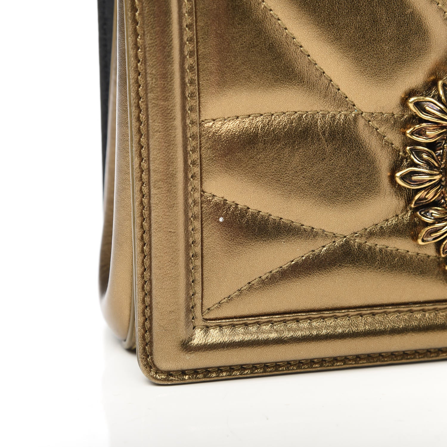 Dolce & Gabbana Metallic Calfskin Medium Devotion Crossbody Bag Gold 10 of 12