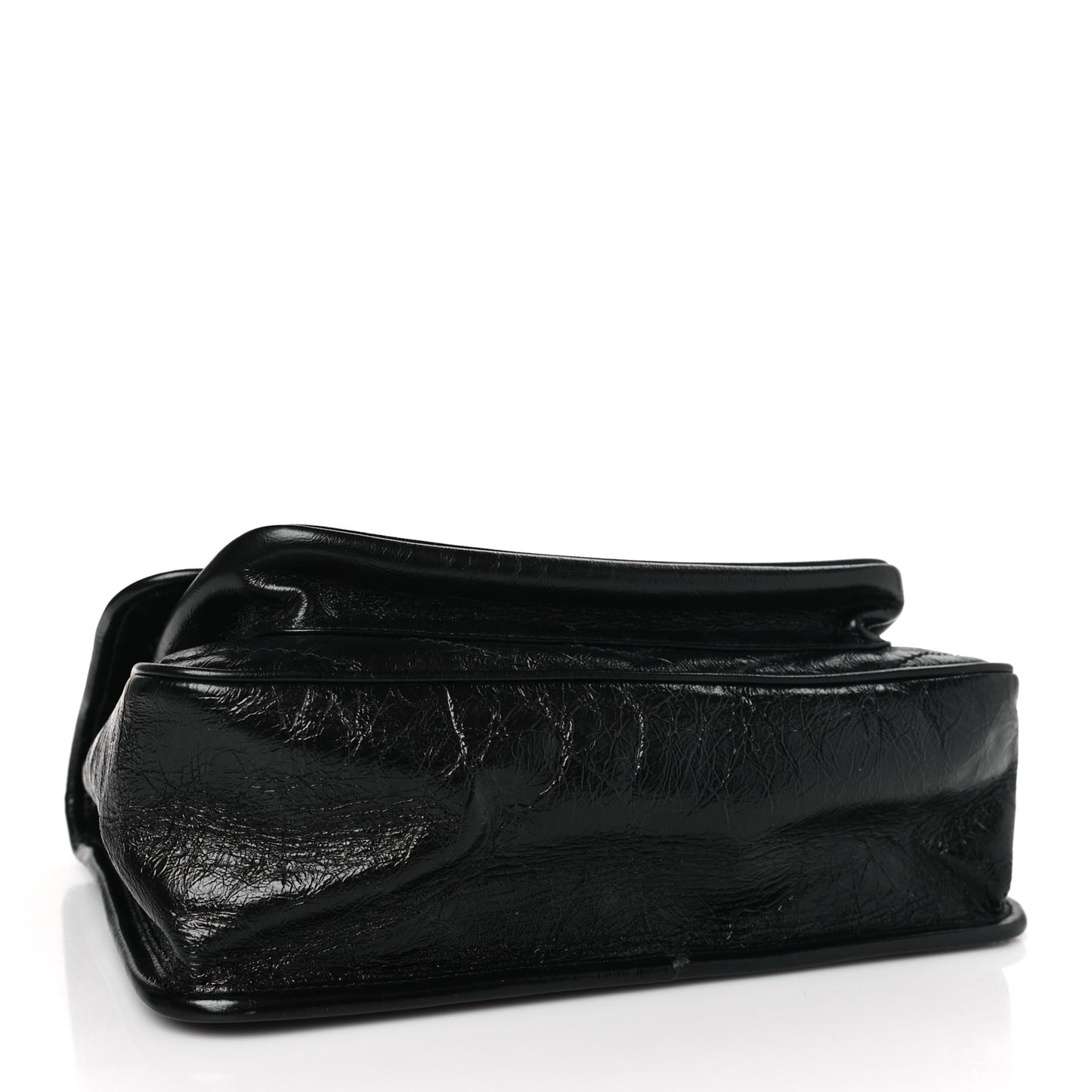 Crinkled Calfskin Matelasse Monogram Medium Niki Chain Satchel Black