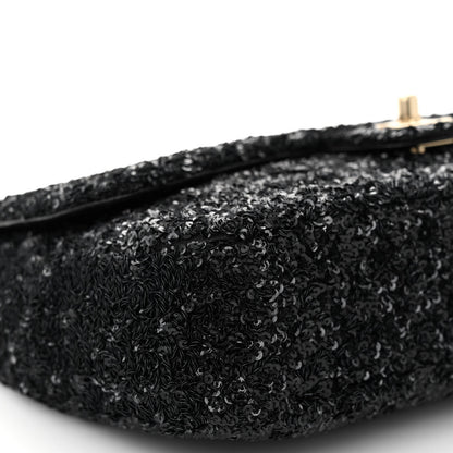 Chanel Sequin Embroidered Medium Flap Bag Black 8 of 10