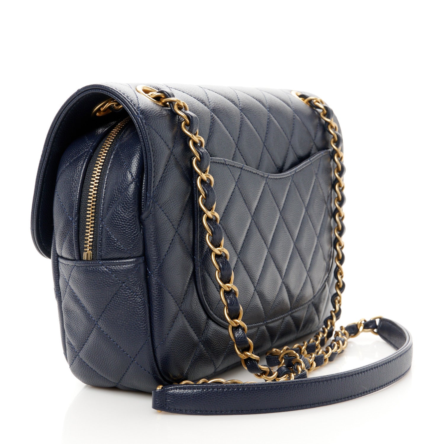 Chanel Caviar Quilted Medium Single Flap Navy 3 of 12