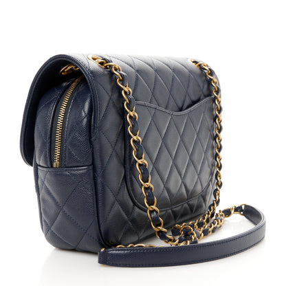 Chanel Caviar Quilted Medium Single Flap Navy 3 of 12