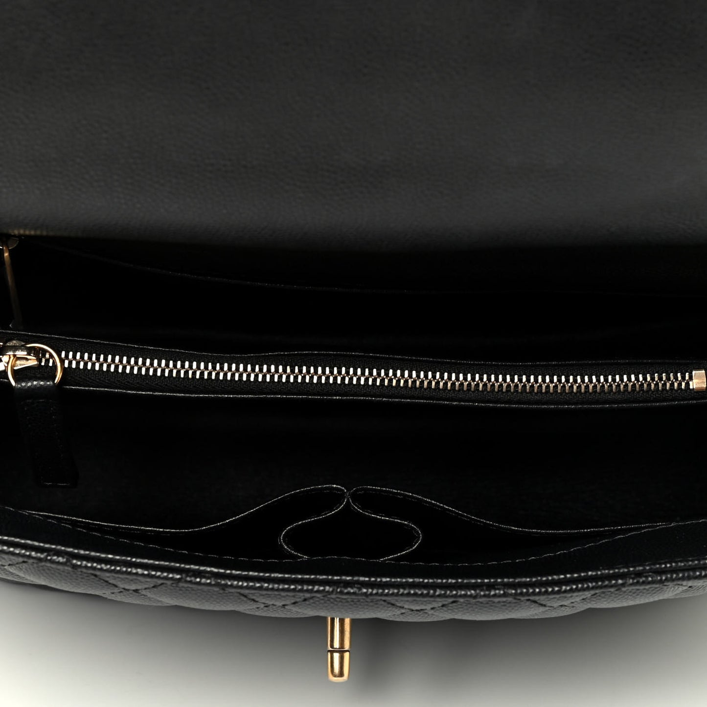 Caviar Lizard Quilted Medium Coco Handle Flap Black