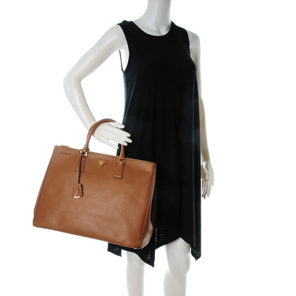 Prada Saffiano Lux Extra Large Galleria Double Zip Tote Caramel 2 of 8