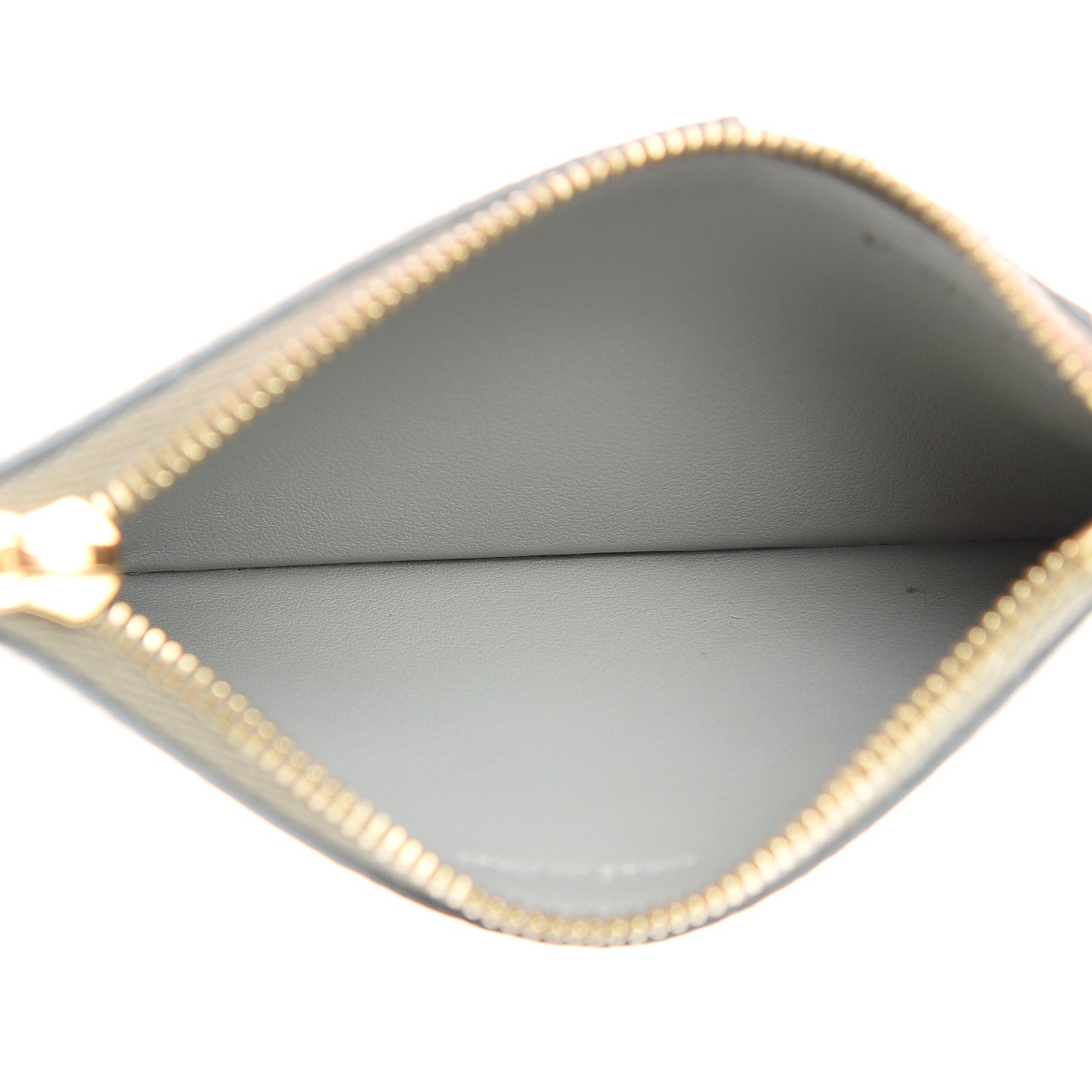 Grained Calfskin Zipped Card Holder Vert D’eau