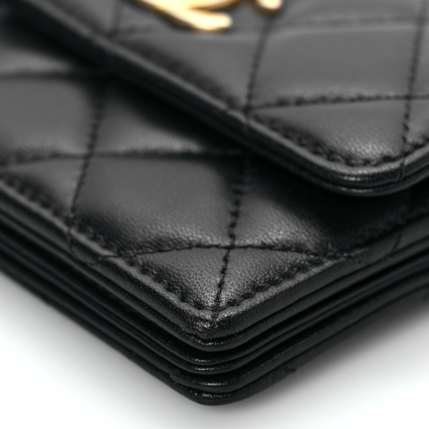 Chanel Lambskin Quilted Pearl Crown Clutch With Chain Black 9 of 9