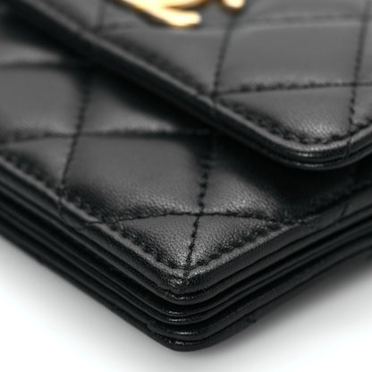 Chanel Lambskin Quilted Pearl Crown Clutch With Chain Black 9 of 9