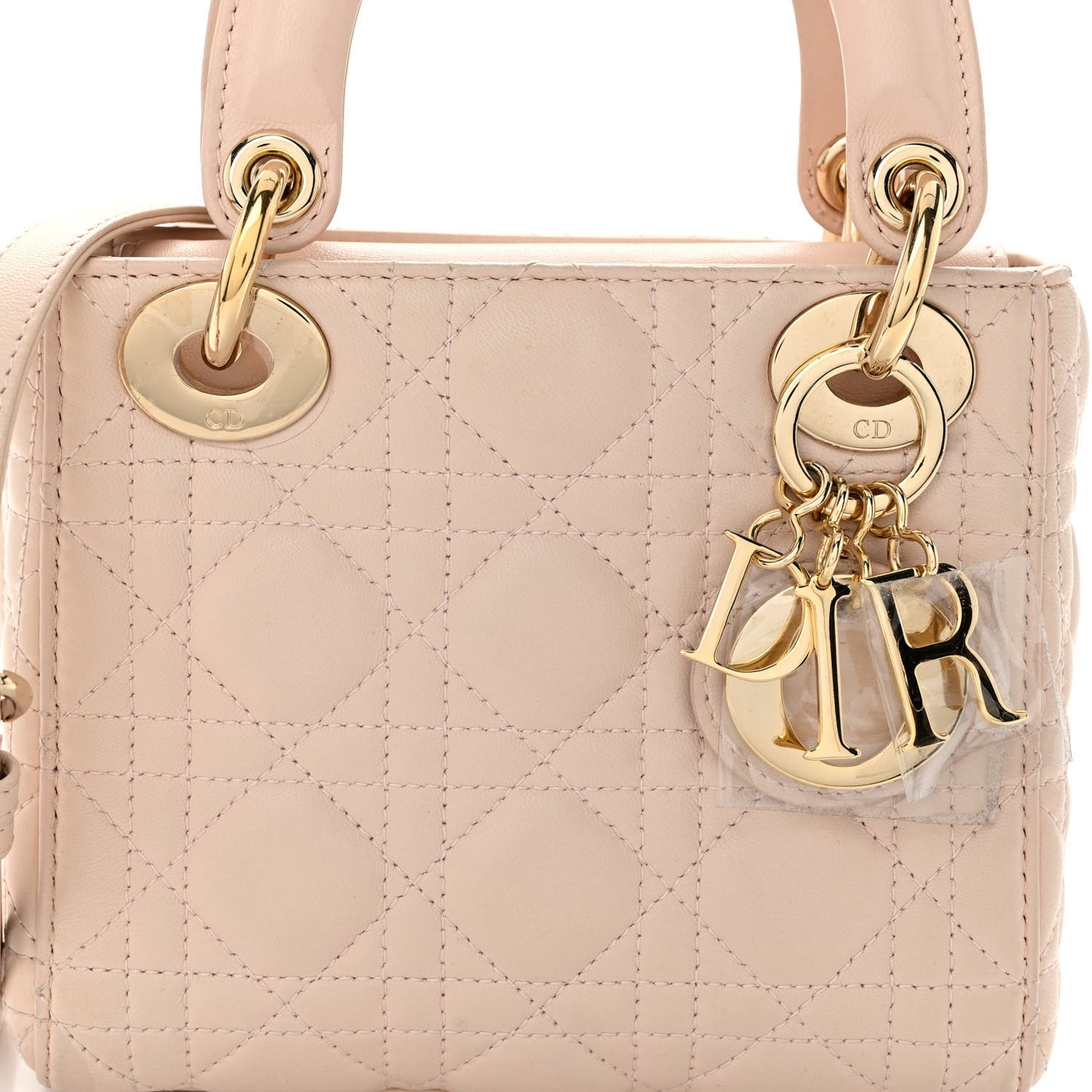Lambskin Cannage Mini Lady Dior Rose Poudre