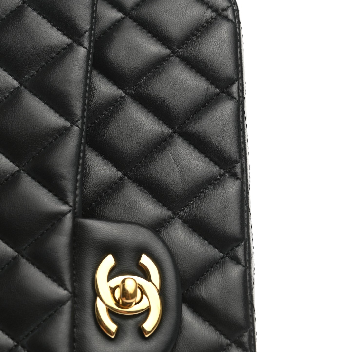 Lambskin Quilted Medium Double Flap Black