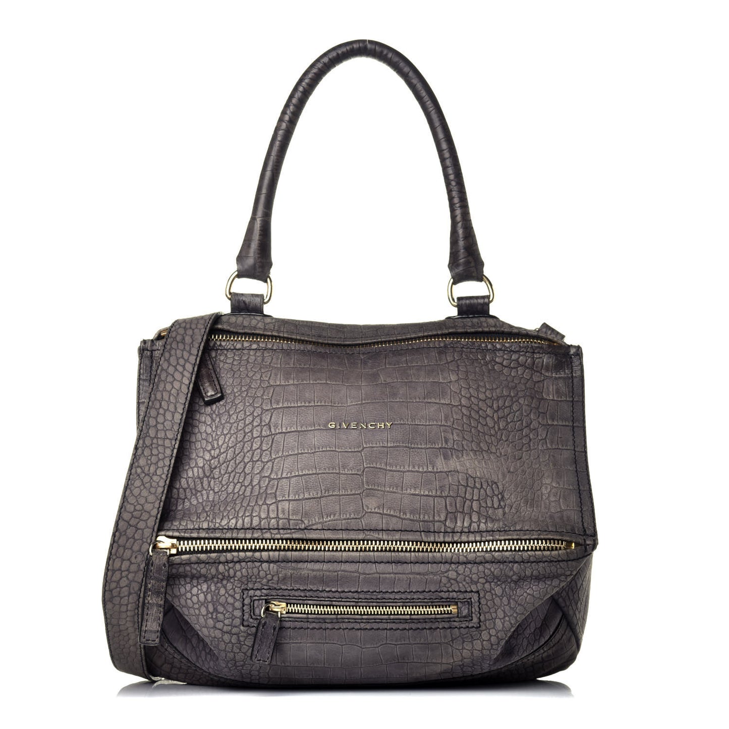 Nubuck Crocodile Embossed Medium Pandora Grey