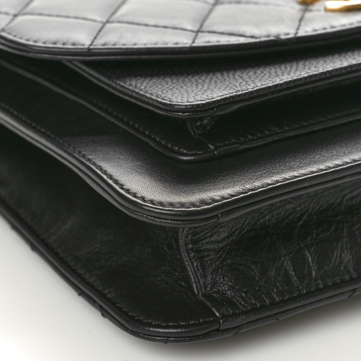 Calfskin Caviar Quilted Chain Handle Flap Black