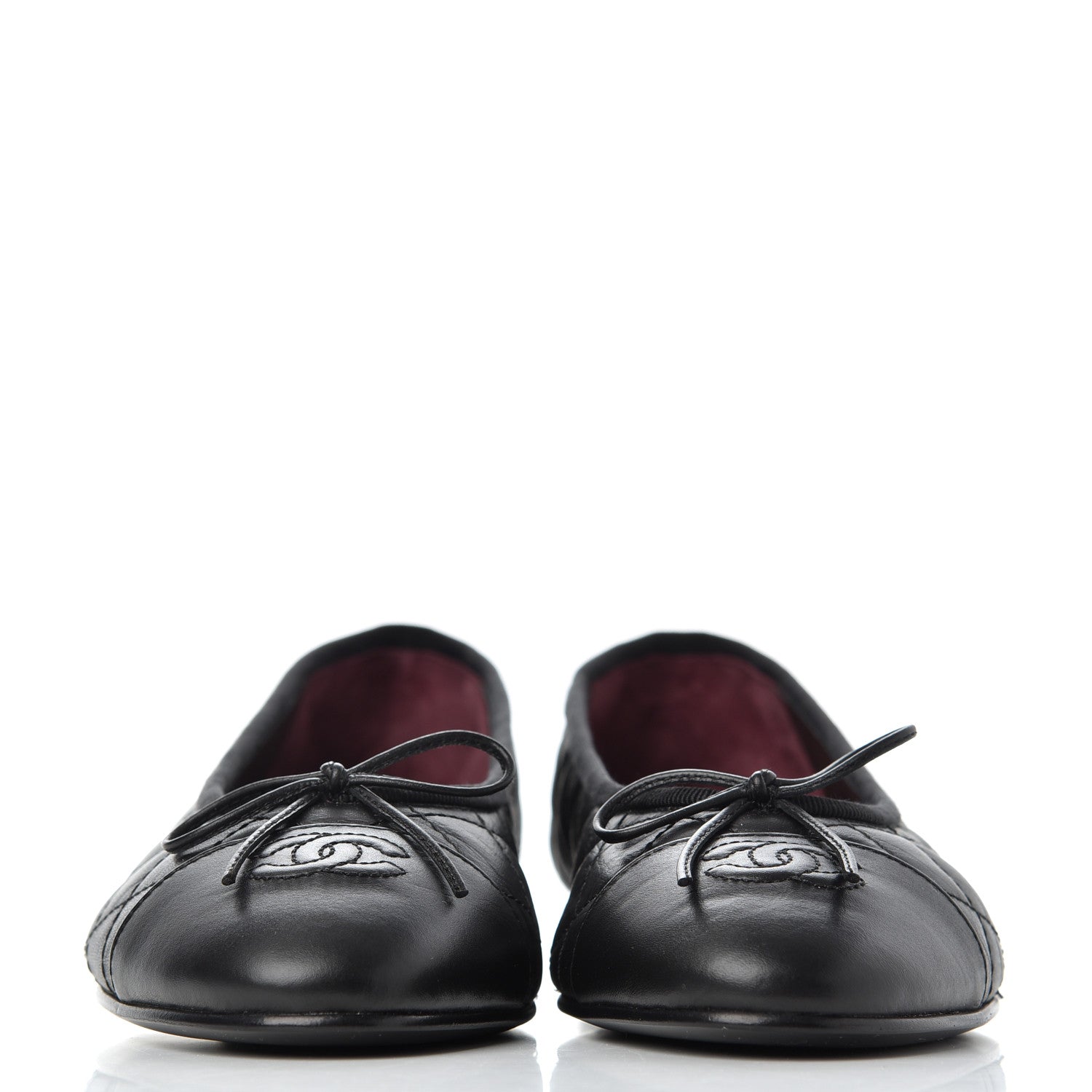 Chanel Aged Calfskin Quilted CC Cap Toe Ballerina Flats 39 Black 2 of 12