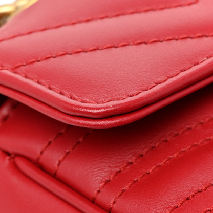 Gucci Calfskin Matelasse Mini GG Marmont Shoulder Bag Hibiscus Red 10 of 11