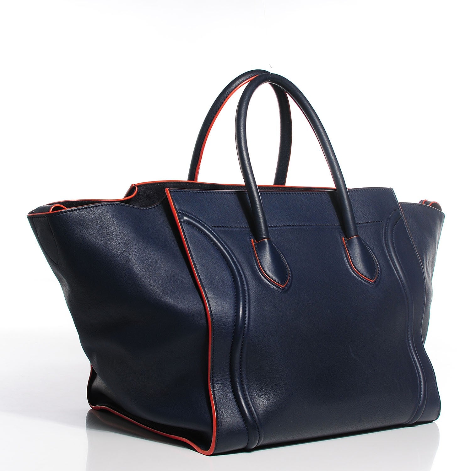 Celine Supple Calfskin Large Phantom Luggage Navy Blue Orange 3 of 9