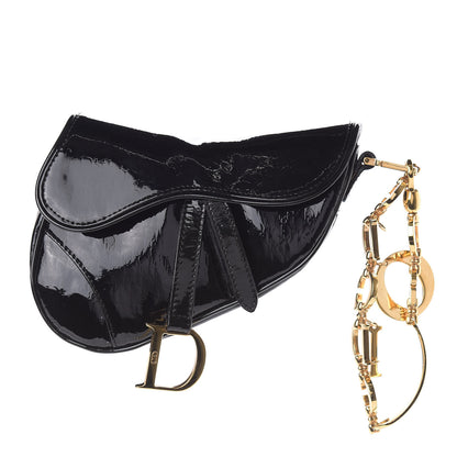 Christian Dior Patent Diorissimo Saddle Wristlet Black 1 of 10