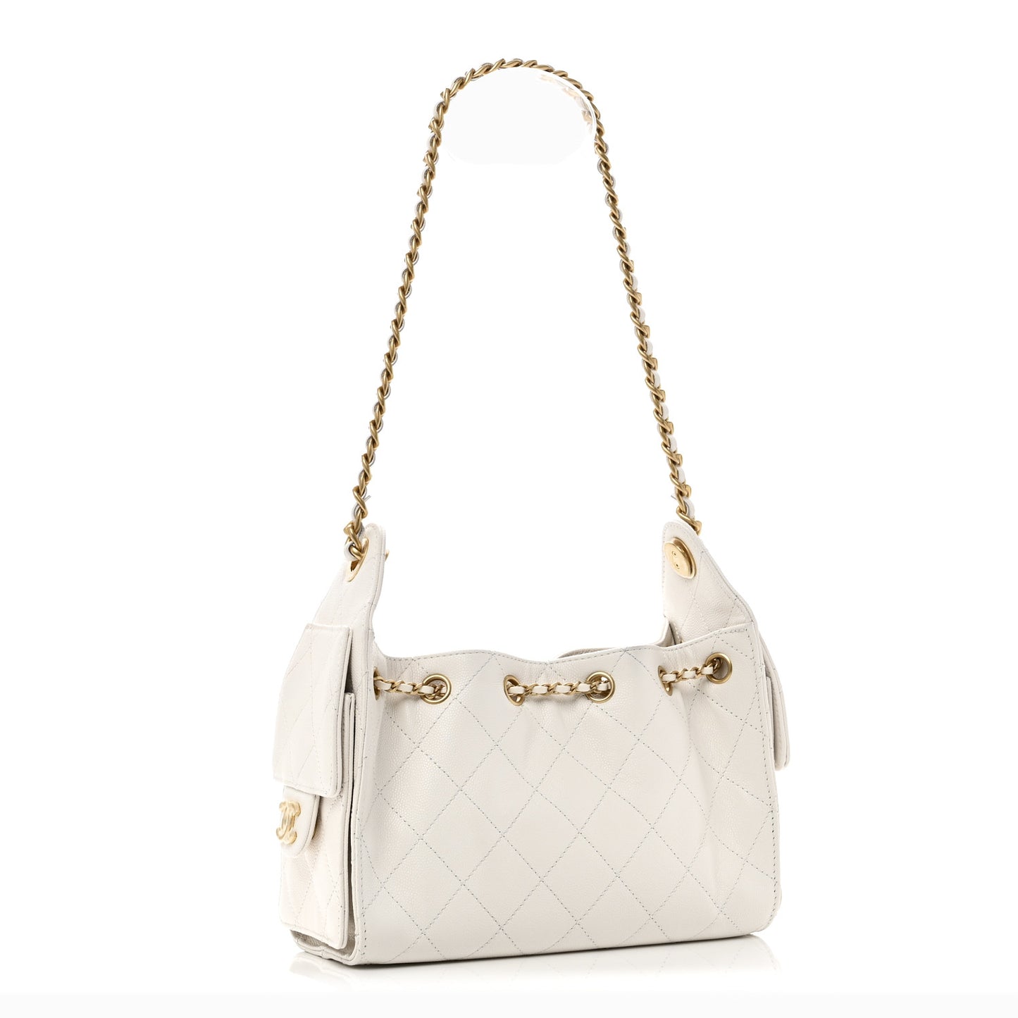 Caviar Quilted Mini Chanel 25 Handbag White