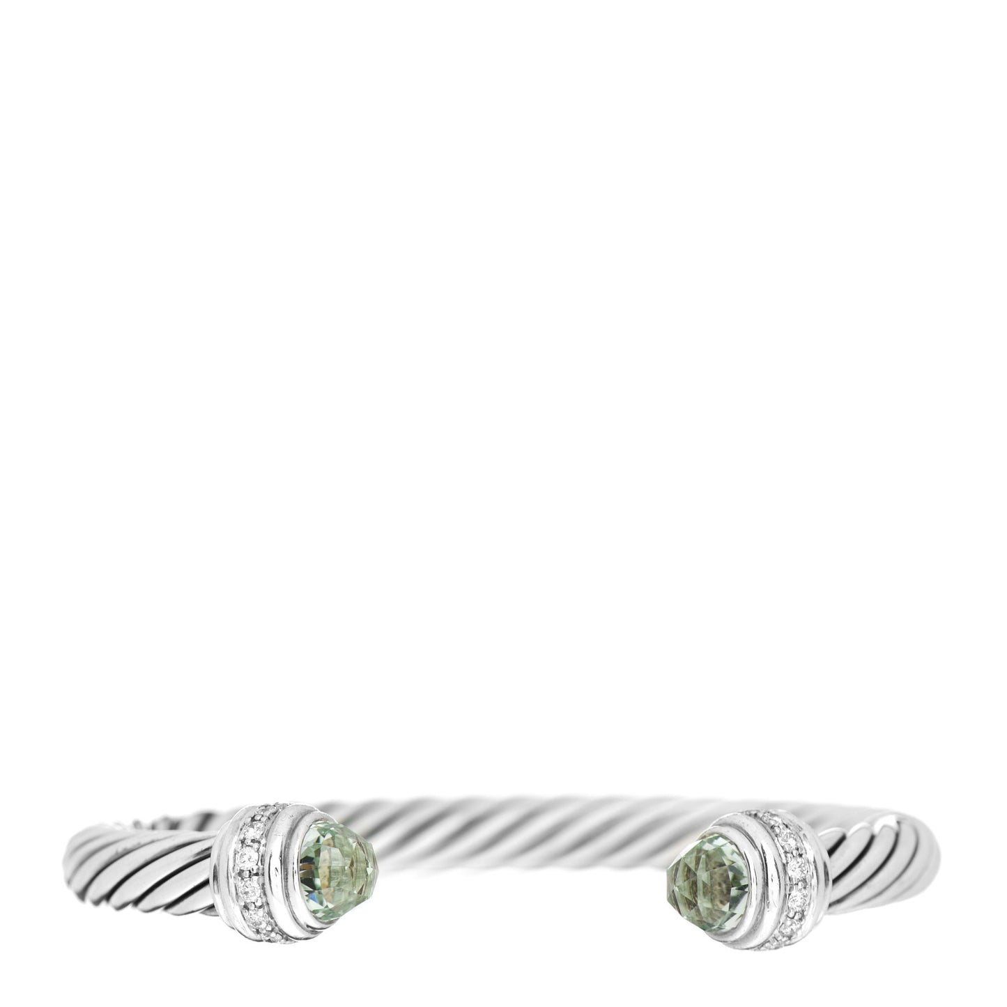 Sterling Silver Diamond Prasiolite 7mm Cable Classics Bracelet