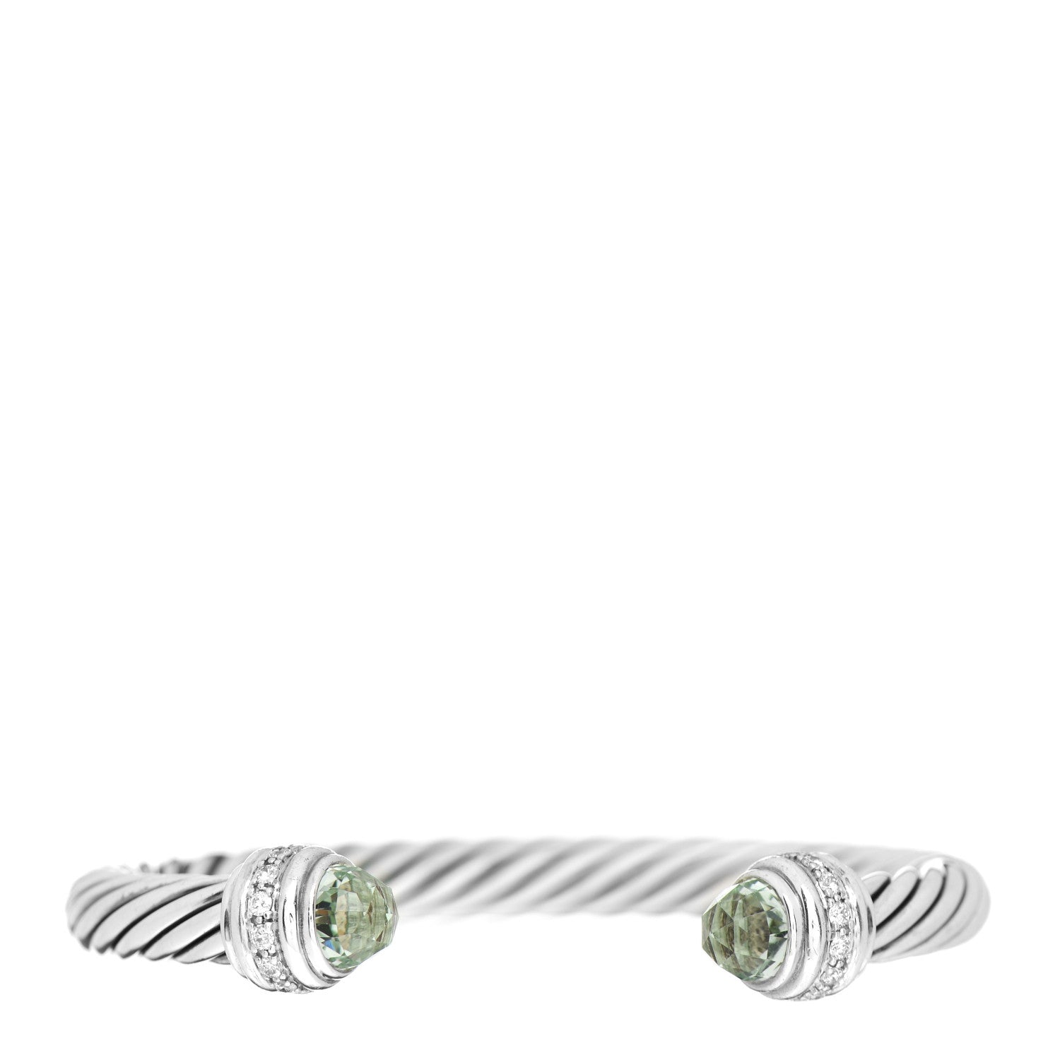 David Yurman Sterling Silver Diamond Prasiolite 7mm Cable Classics Bracelet 1 of 3