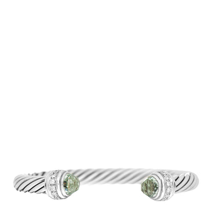 David Yurman Sterling Silver Diamond Prasiolite 7mm Cable Classics Bracelet 1 of 3