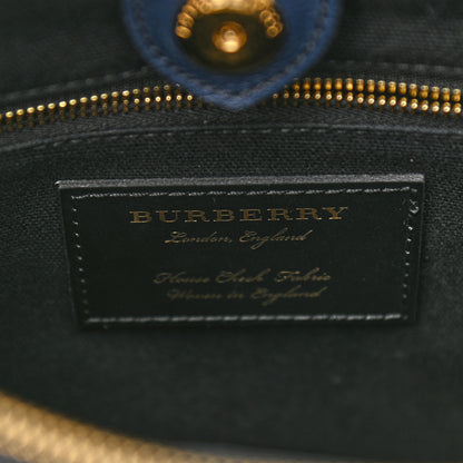 Burberry Derby Calfskin House Check Medium Banner Tote Ink Blue 6 of 9