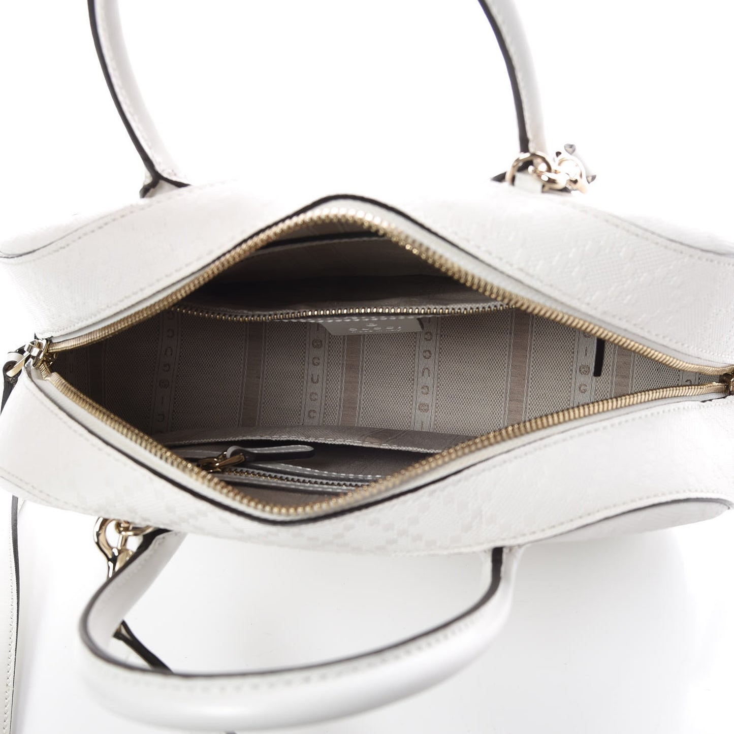 Calfskin Diamante Small Top Handle Bag White