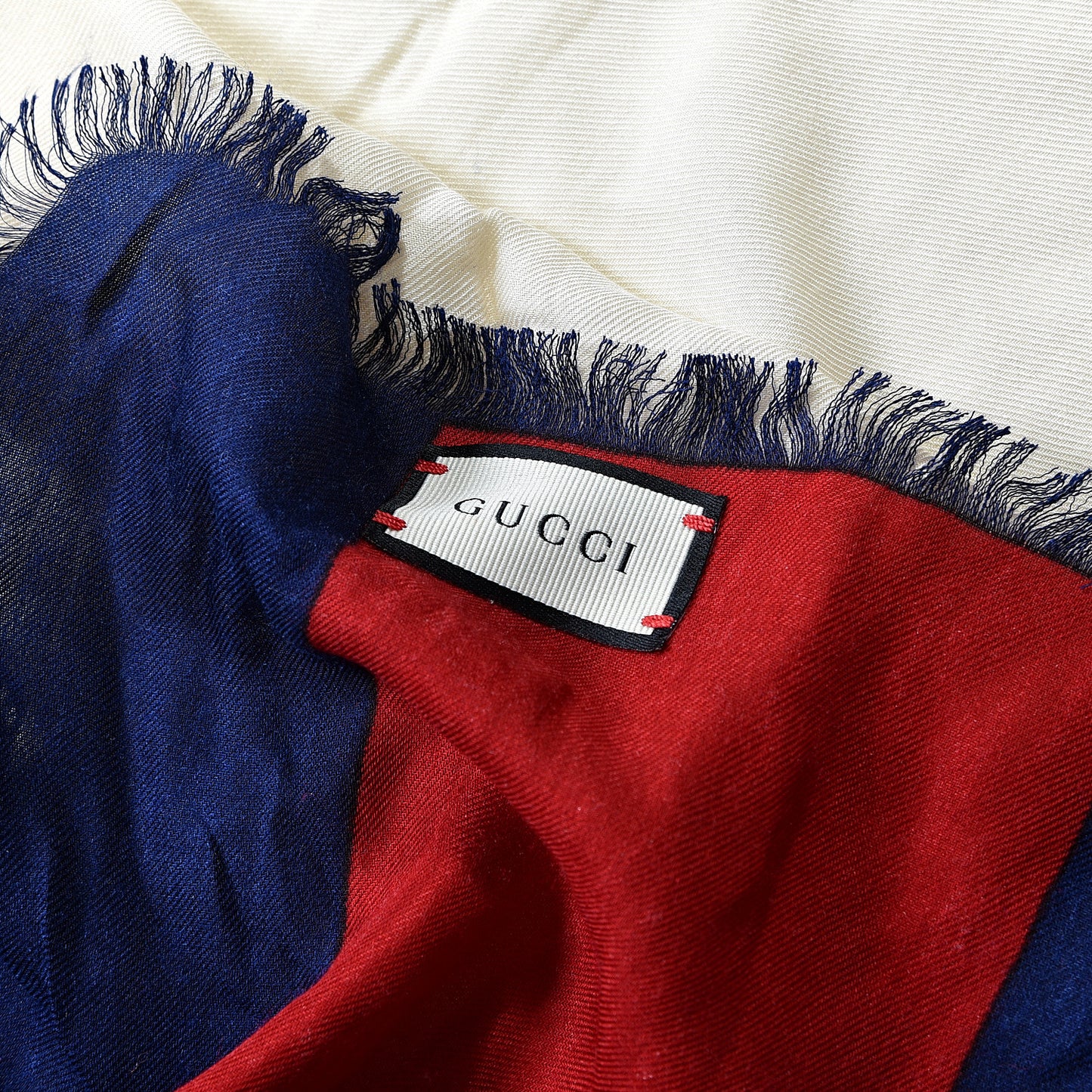 X SEGA Silk Modal Web GUCCY Scarf Ivory Blue Red