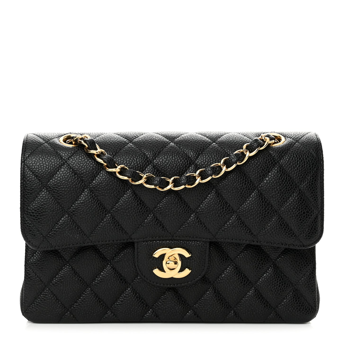 Caviar Quilted Small Double Flap Black
