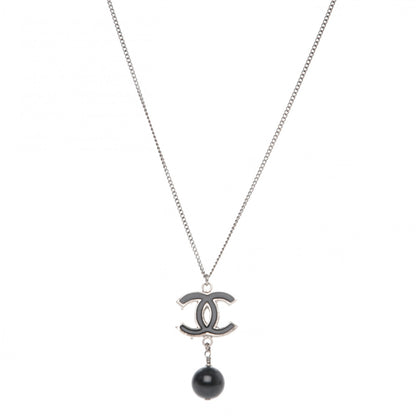 Chanel Enamel CC Drop Necklace Ruthenium Black 1 of 5