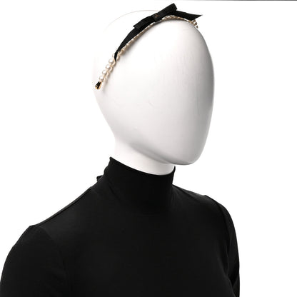 Chanel Pearl CC Headband White Gold Black 2 of 5