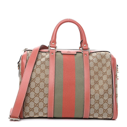 Gucci Monogram Medium Vintage Web Boston Pink 1 of 13