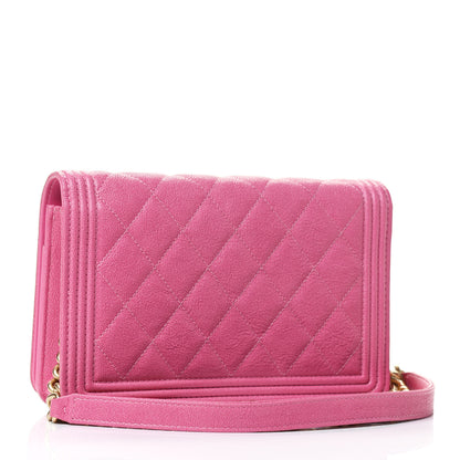 Chanel Caviar Quilted Boy Wallet On Chain WOC Pink 2 of 4