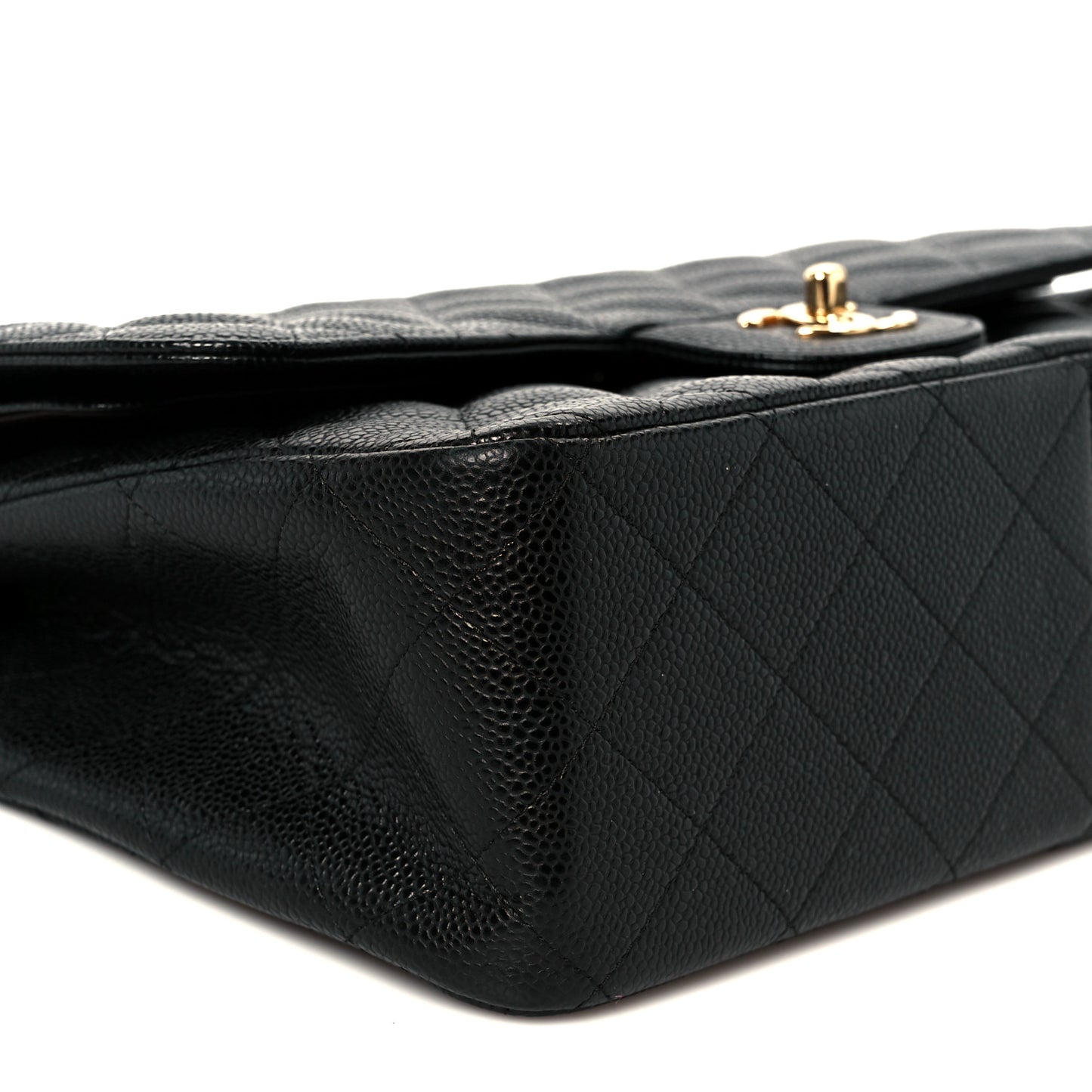 Caviar Quilted Jumbo Double Flap Black