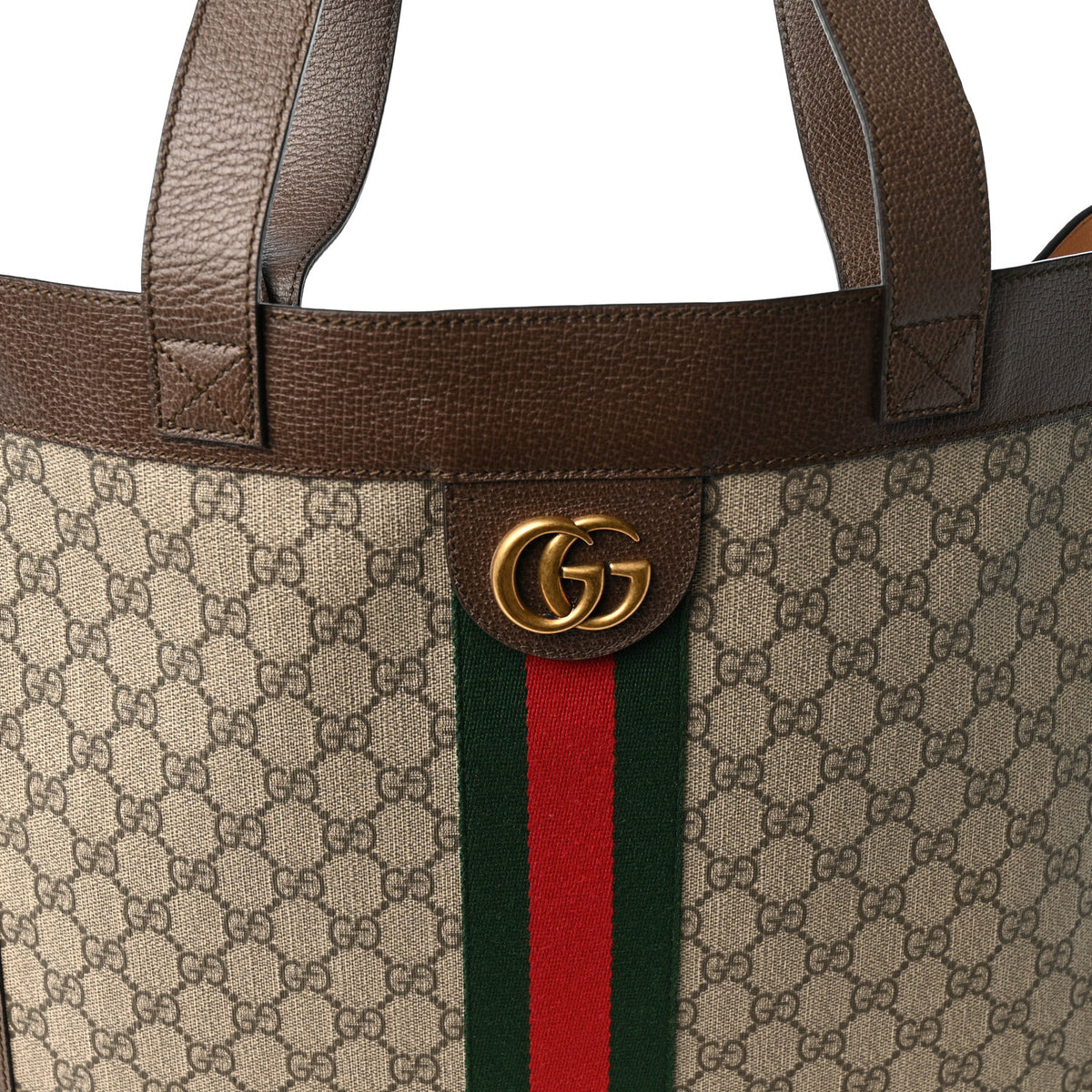 GG Supreme Monogram Web Large Ophidia Vertical Shopping Tote Brown