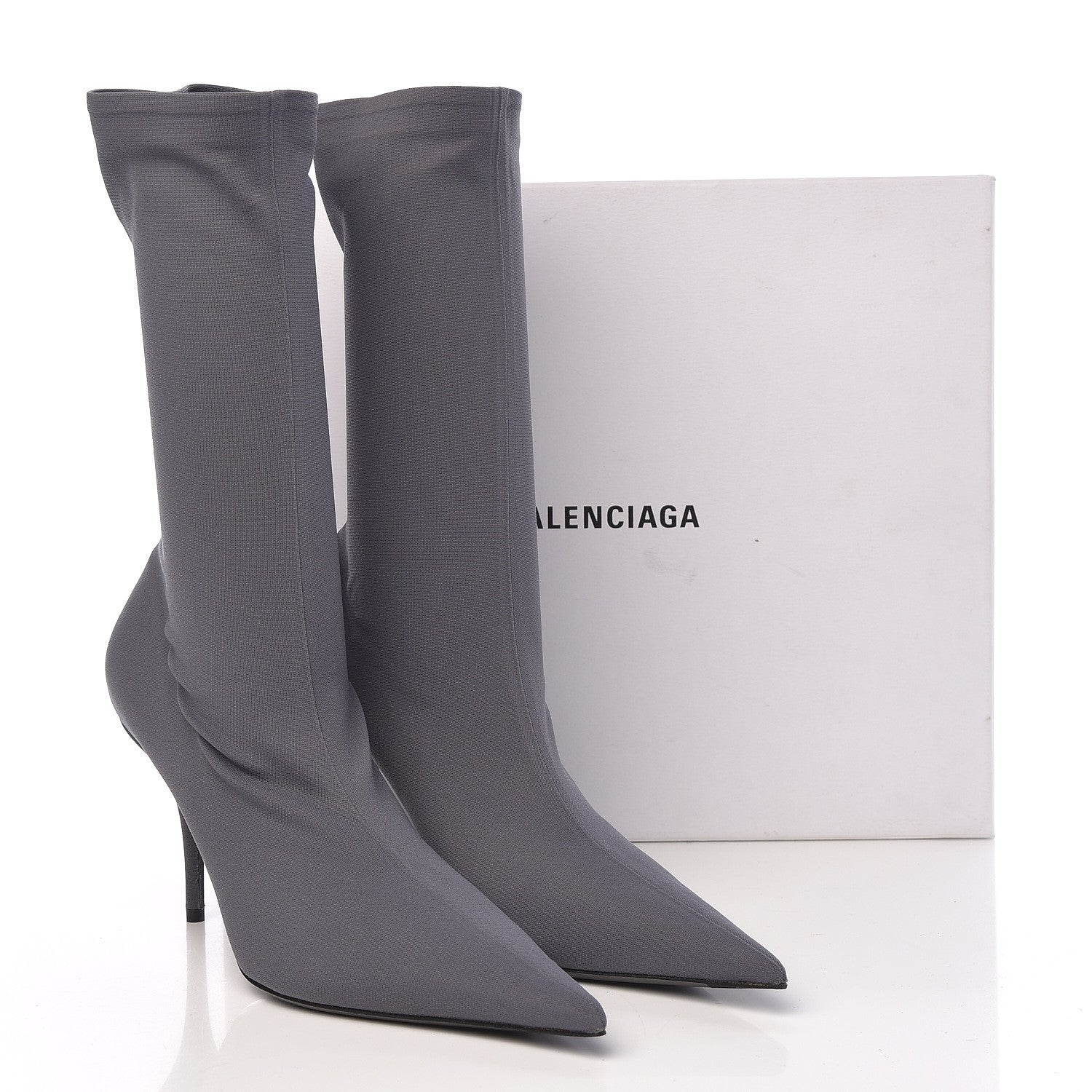 Balenciaga Jersey Crepe Extreme Pointed Toe Knife Booties 41 Gris 8 of 8
