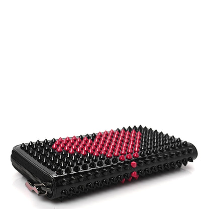 Christian Louboutin Patent Panettone Spiked Valentines Zip Around Wallet Black Fuchsia 4 of 7