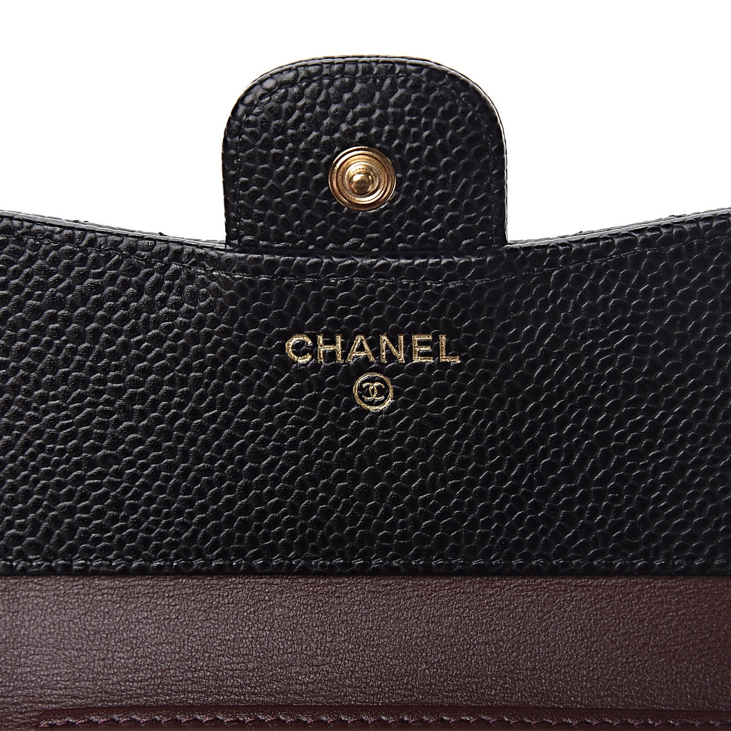 Caviar Quilted Compact Flap Wallet Black