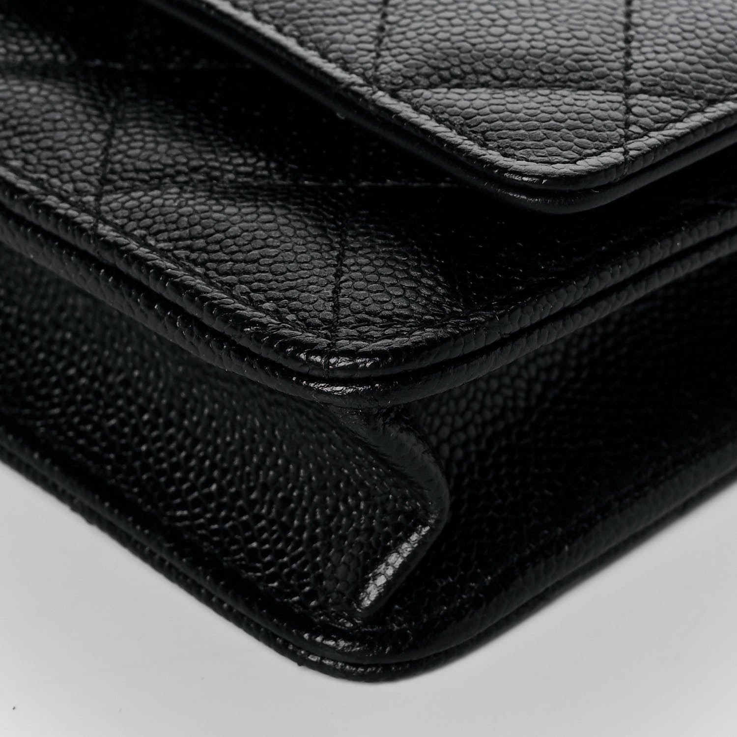 Chanel Shiny Caviar Quilted Pick Me Up Wallet On Chain WOC Black 10 of 14