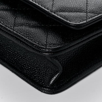 Chanel Shiny Caviar Quilted Pick Me Up Wallet On Chain WOC Black 10 of 14