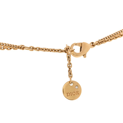Christian Dior Metal Crystal Petit CD Double Necklace Gold 4 of 4