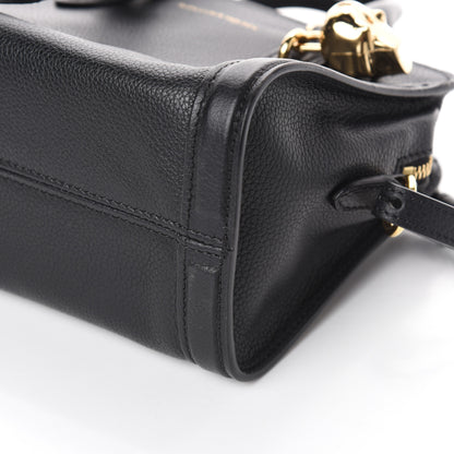 Alexander McQueen Pebbled Calfskin Mini Skull Padlock Zip Around Tote Black 9 of 9