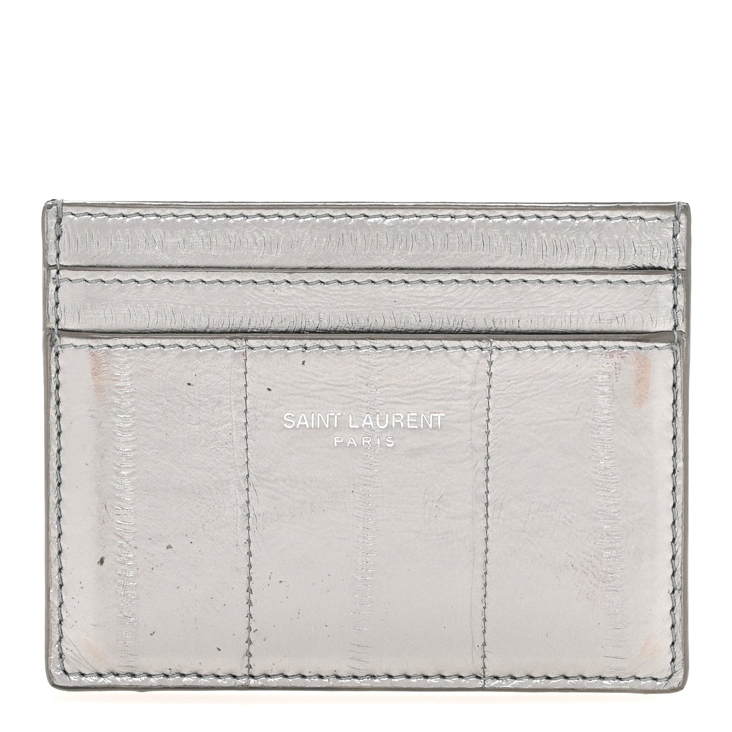 Metallic Eel Credit Card Case Silver
