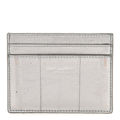 Saint Laurent Metallic Eel Credit Card Case Silver 1 of 9